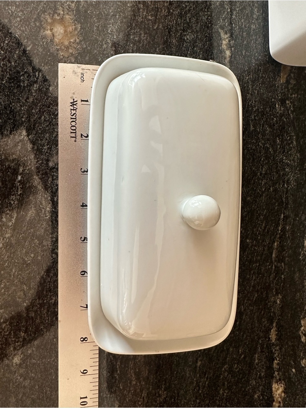 White Ceramic Butter Dish with Lid - Picture 5 of 6